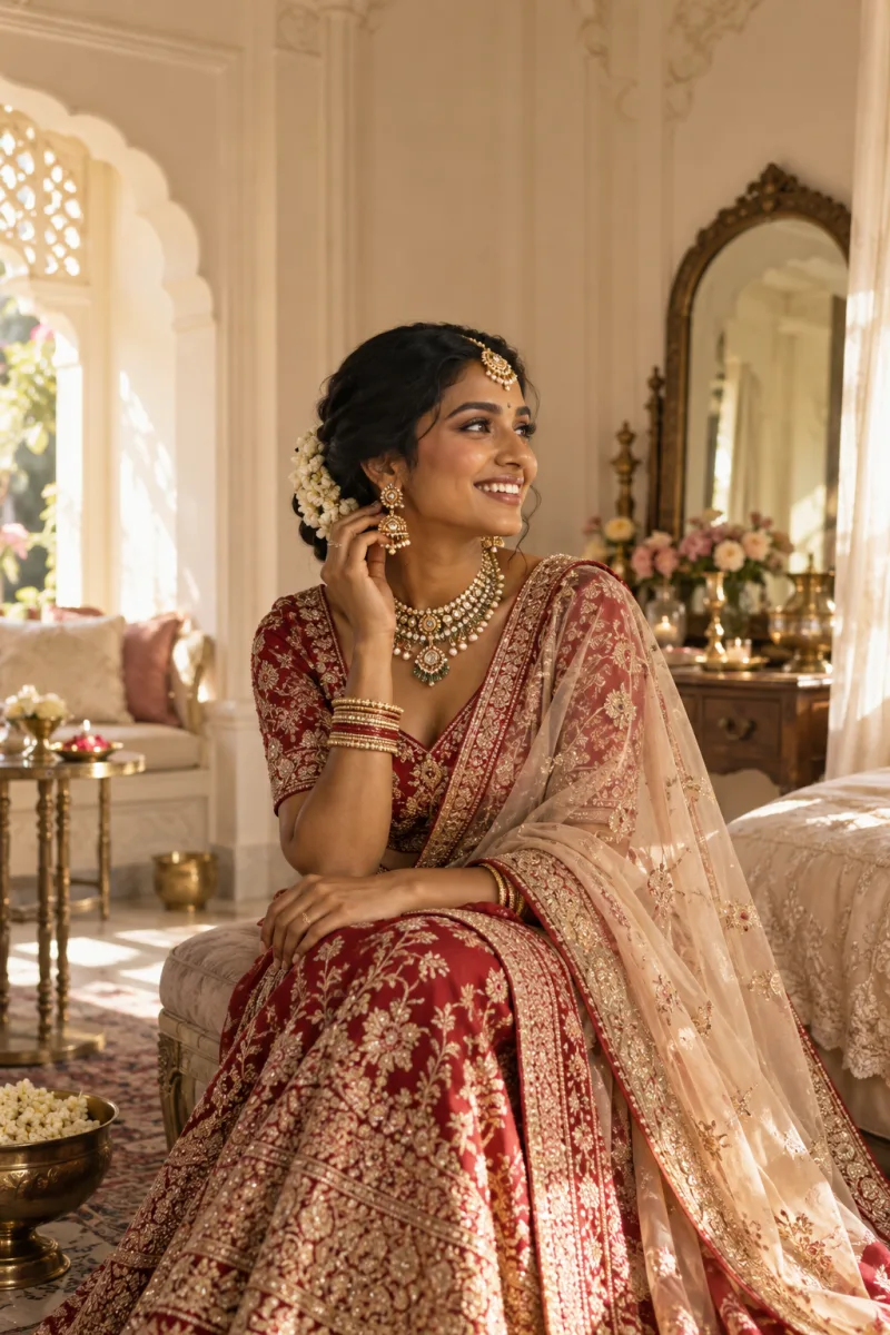 Indian bride in a joyful wedding setting